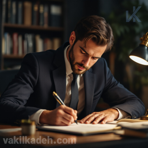 وکیل در حال لایحه نوشتن 